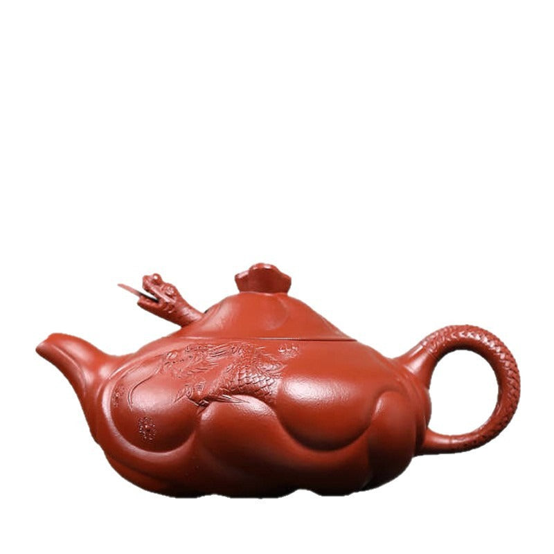 Full Handmade Yixing Zisha Teapot [Carp Dragon Pot] (Zhu Ni - 220/350ml)
