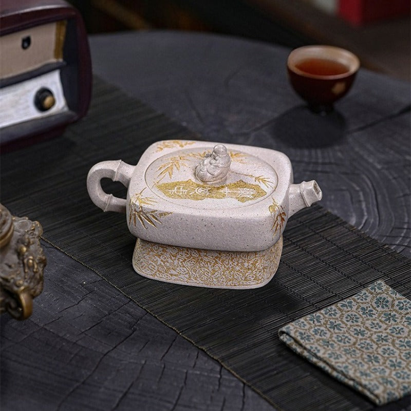 Théière Yixing Zisha entièrement faite à la main [Enjoy] (Bai Duan Ni - 280 ml)