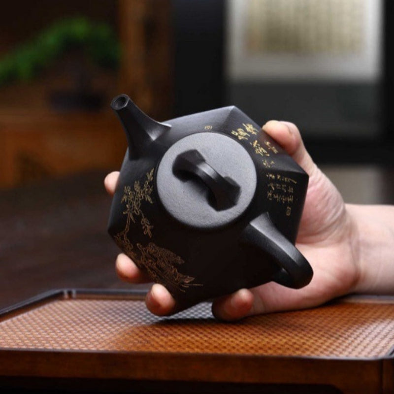 Full Handmade Yixing Zisha Teapot [Liufang Shi Piao Pot] (Shi Huang - 280ml)