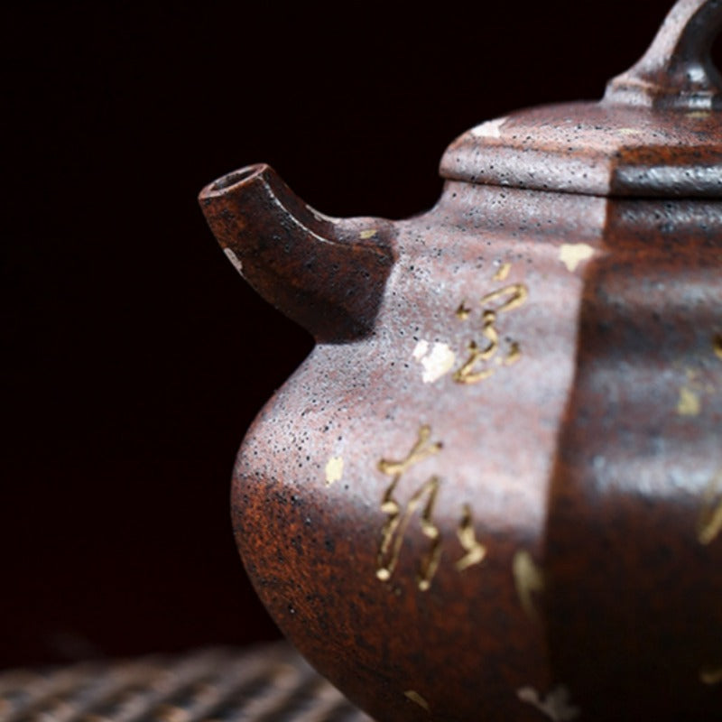 Full Handmade Yixing Zisha Teapot [Hexagon Gourd] (Firewood Fired Duan Ni - 170ml) - YIQIN TEA HOUSE | yiqinteahouse.com | <200ml, full handmade zisha teapot, teapot, teaware