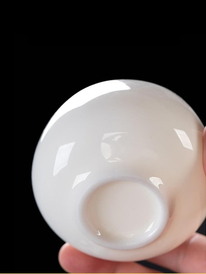 Mutton Fat Jade White Porcelain Glazed Master Tea Cup 75-120ml