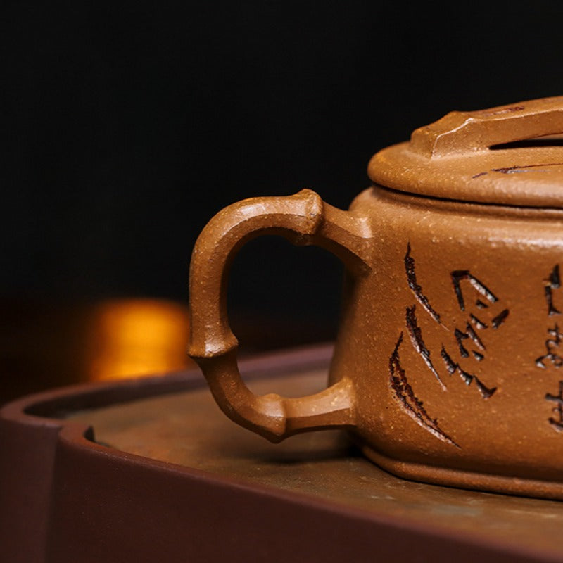 Full Handmade Yixing Zisha Teapot [Zhu Ying] (Jin Jiang Po Ni - 280ml)