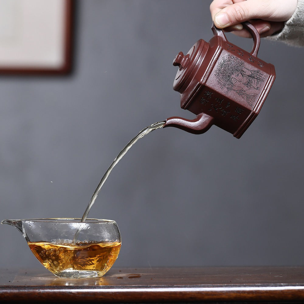 宜兴紫砂茶壶 [六方宫灯] (紫泥 - 300ml)