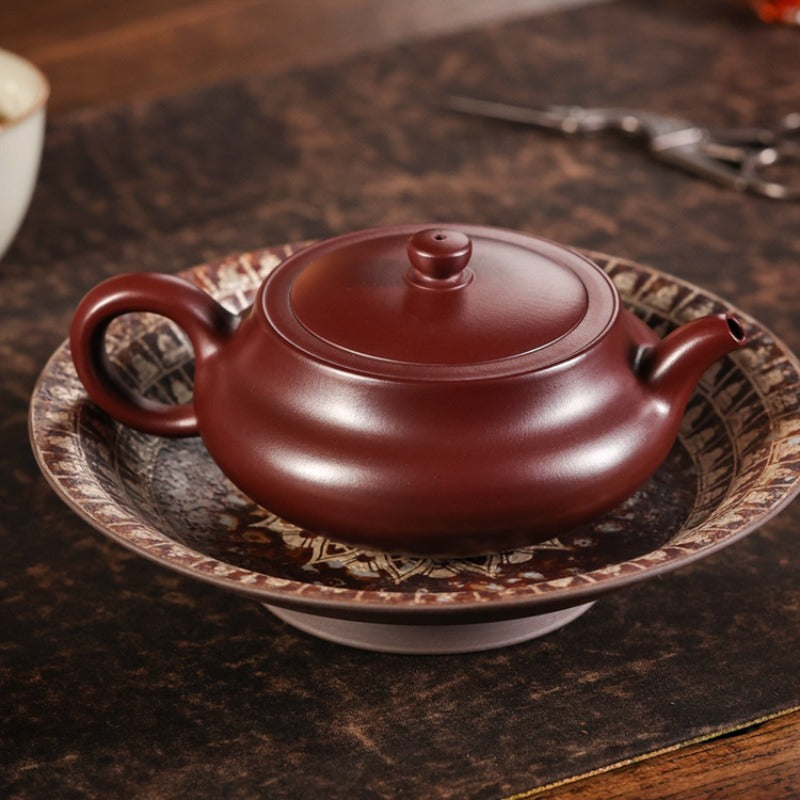 Vollständig handgefertigte Yixing-Zisha-Teekanne 【San Pan Kanne】 (Long Xue Sha - 230 ml)