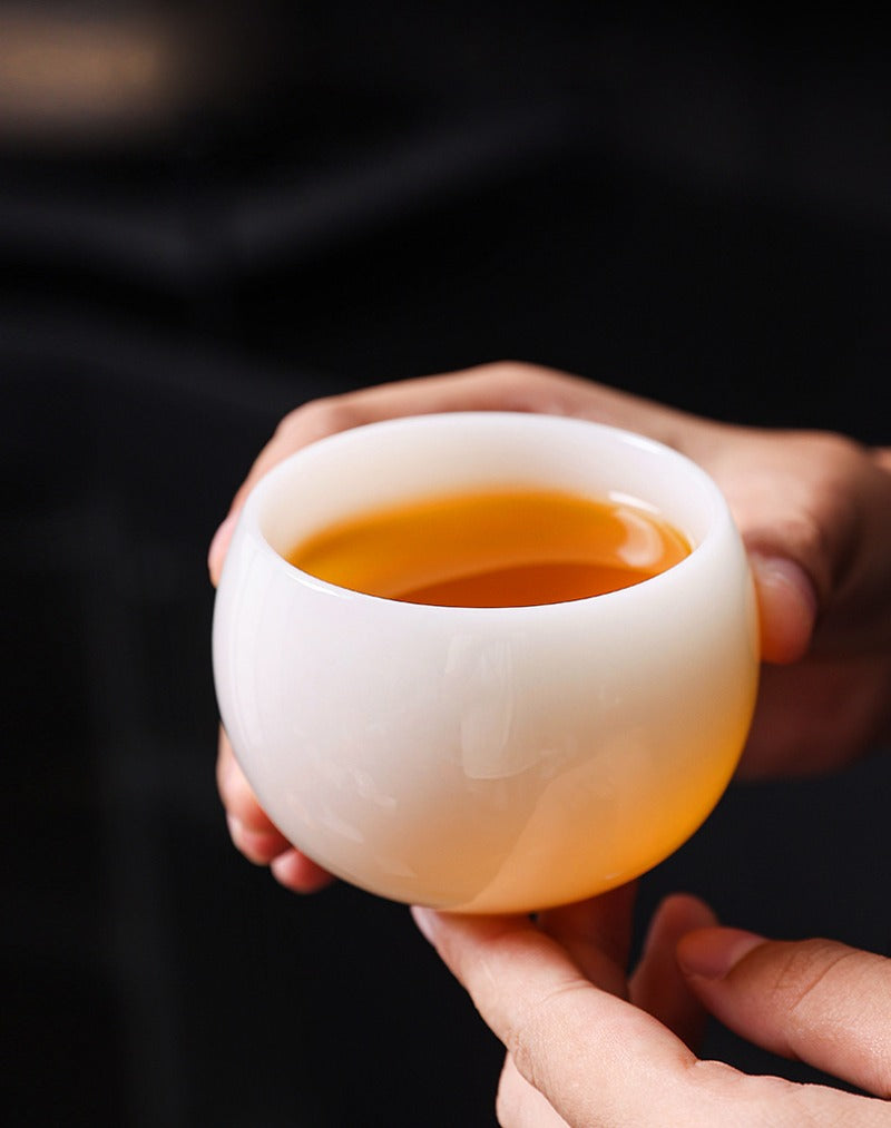 Tazza da tè Master in porcellana bianca giada di ghiaccio smaltata 80-110ml