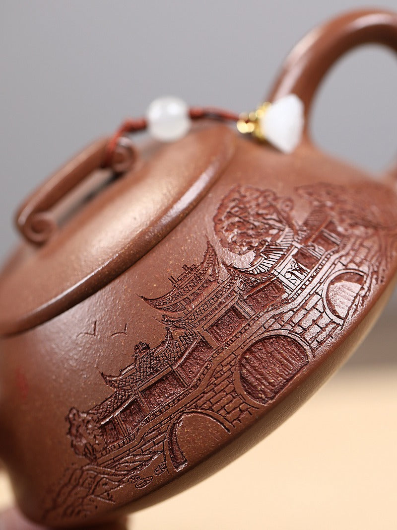 Yixing Zisha Teapot [Qiao Gai Na Piao] (Jiang Po Ni - 170ml)