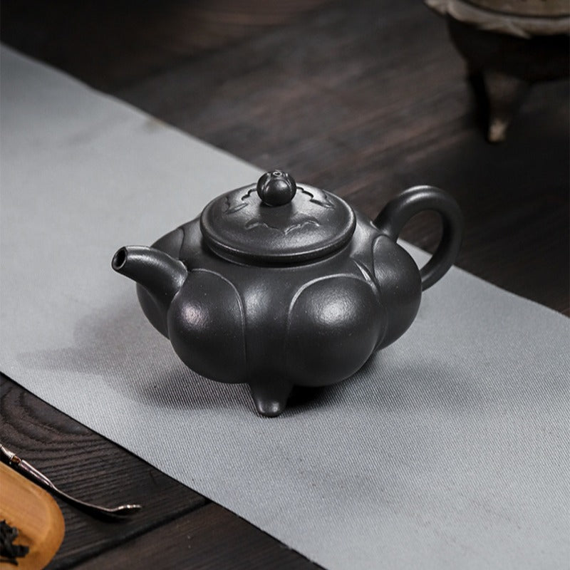 Full Handmade Yixing Zisha Teapot [Lianhua Ding] (Tian Qing Ni - 320ml)