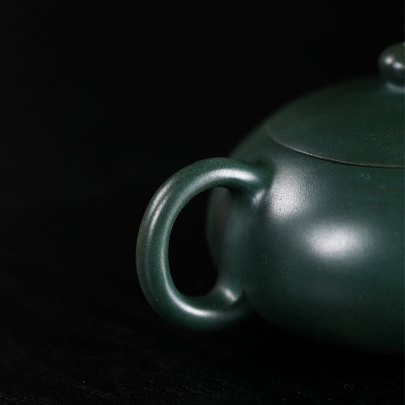 全手工宜兴紫砂茶壶 [扁西施壶] (民国绿泥 - 220ml)