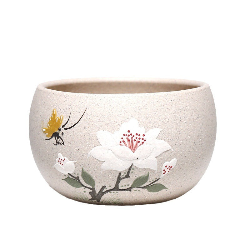 Handmade Yixing Zisha Master Tea Cup [Plum Blossom / Magnolia] 90ml