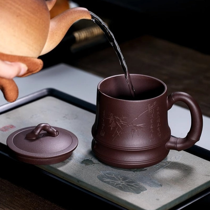 Taza de té Yixing Zisha [Bambú auspicioso] (Lao Zi Ni - 450 ml)