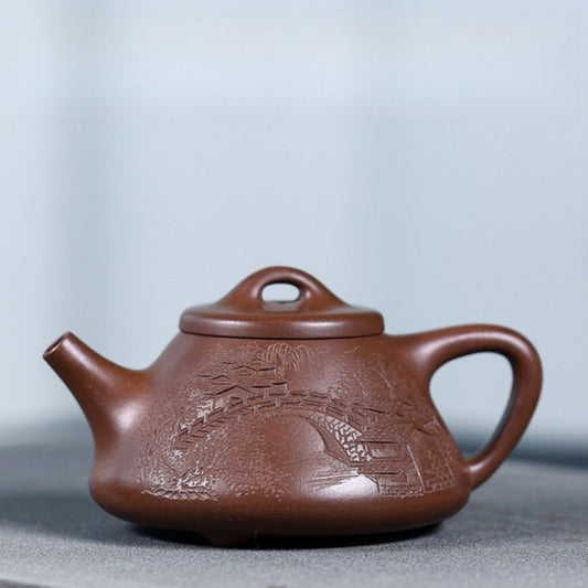 Full Handmade Yixing Zisha Teapot [Jiangnan Ziye Shi Piao] (Lao Zi Ni - 120ml)