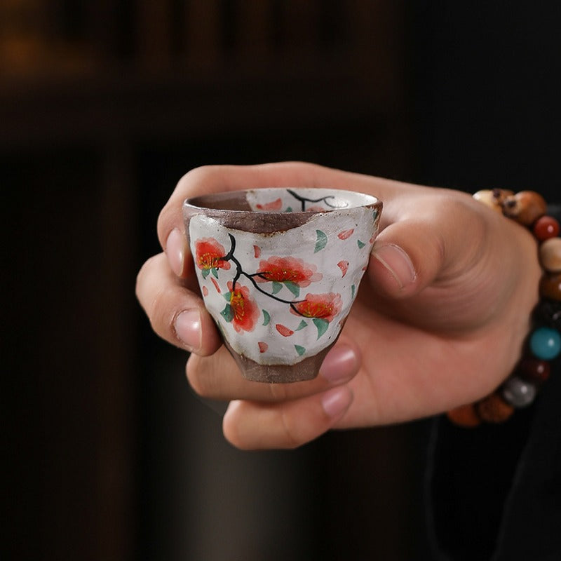 Firewood Fired Hand-painted Floral Ceramic Gaiwan / Fair Cup / Tea Cup - YIQIN TEA HOUSE | yiqinteahouse.com | ceramic teapot, fair cup, gaiwan, tea cup, teapot, teaware