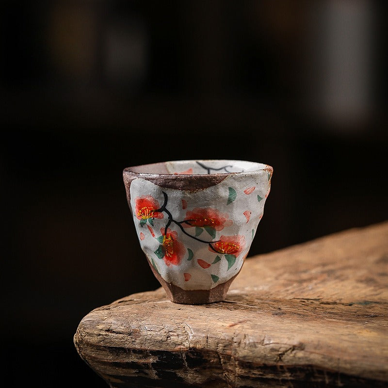 Firewood Fired Hand-painted Floral Ceramic Gaiwan / Fair Cup / Tea Cup - YIQIN TEA HOUSE | yiqinteahouse.com | ceramic teapot, fair cup, gaiwan, tea cup, teapot, teaware