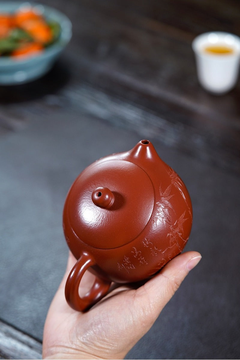 Théière Yixing Zisha entièrement faite à la main [Modèle Xishi] (Dahongpao - 320 ml)