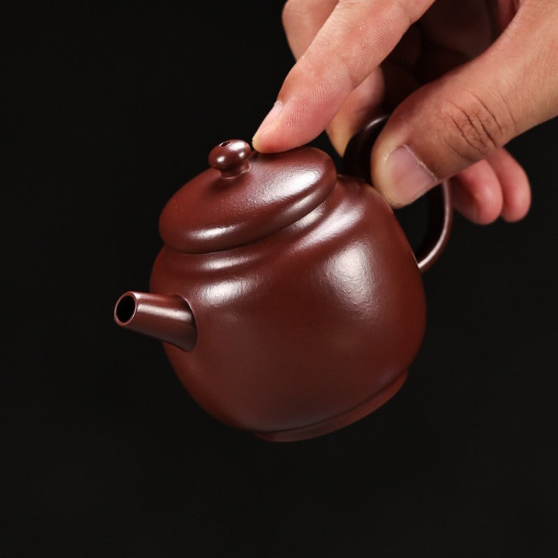 Vollständig handgefertigte Yixing-Zisha-Teekanne [Mini Julun Pot] (Zi Zhu Ni - 130 ml)