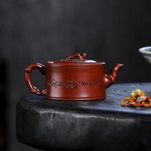 Load image into Gallery viewer, Full Handmade Yixing Zisha Teapot [Zhu Bao Ping An 竹报平安] (Long Xue Sha - 200ml)
