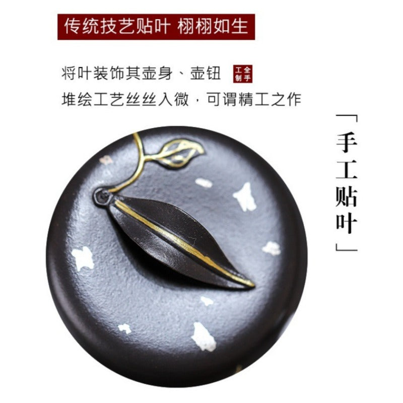 Tetera Yixing Zisha completamente hecha a mano [Jin Zhi Yuye] (Hei Luo Lan - 150 ml)
