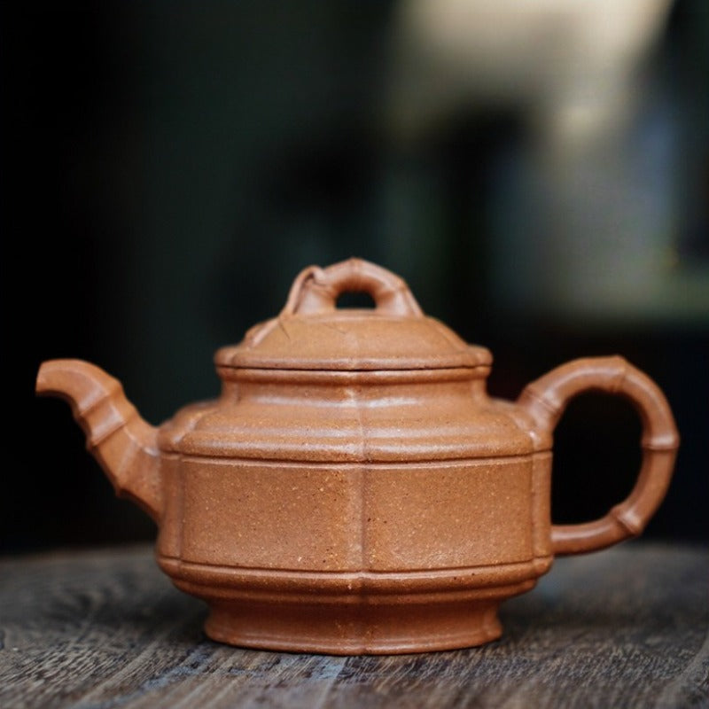 Full Handmade Yixing Zisha Teapot [Liufang Zhu Gu Pot] (Jiang Po Ni - 190ml)