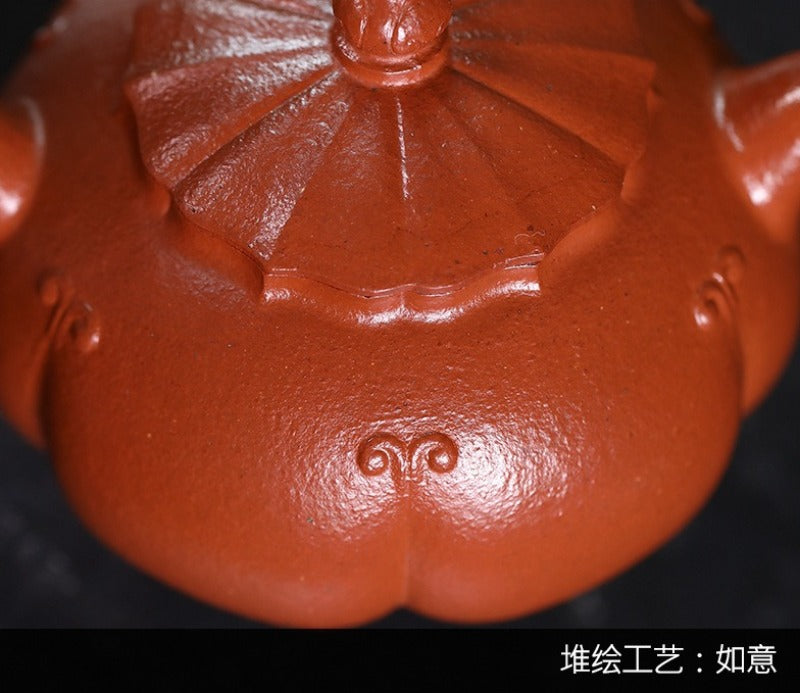 全手工宜兴紫砂茶壶 [锦绣西施] (朱砂朱泥 - 150ml)