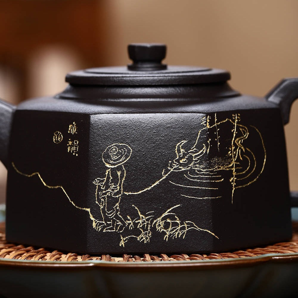 Full Handmade Yixing Zisha Teapot [Bafang Yu Zhu Pot] (Shi Huang - 260ml)