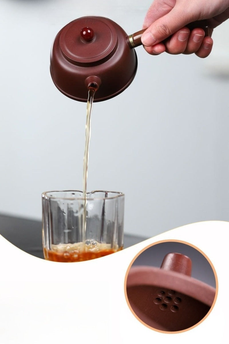 宜兴紫砂茶壶【唐羽钟韵】（紫朱泥/大红袍 - 155ml）