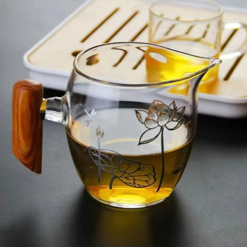 植物系 玻璃公道杯 带不锈钢滤网 350ml