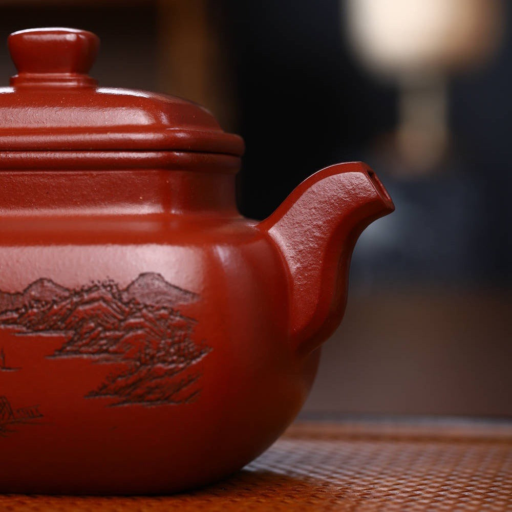 Full Handmade Yixing Zisha Teapot [Qingyu Sifang Pot] (Hong Pi Long - 360ml)