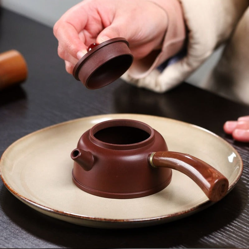 宜兴紫砂茶壶【唐羽钟韵】（紫朱泥/大红袍 - 155ml）