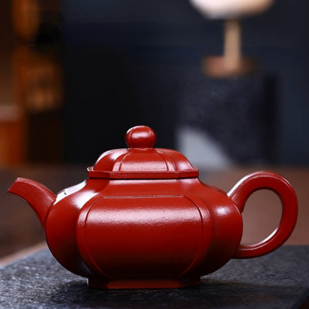 Full Handmade Yixing Zisha Teapot [Sifang Chou Jiao Pot] (Dahongpao - 320ml)