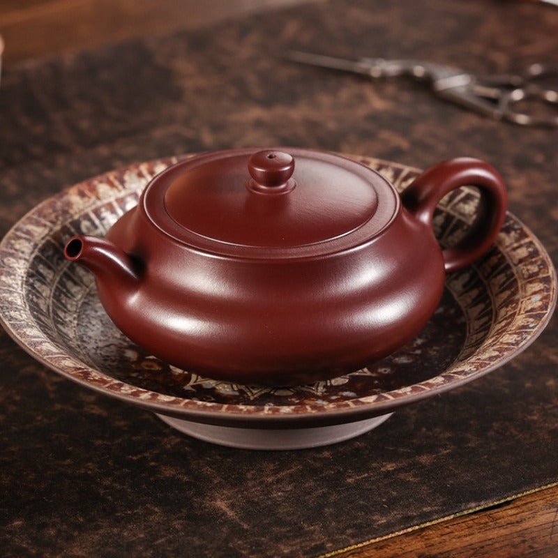 Vollständig handgefertigte Yixing-Zisha-Teekanne 【San Pan Kanne】 (Long Xue Sha - 230 ml)
