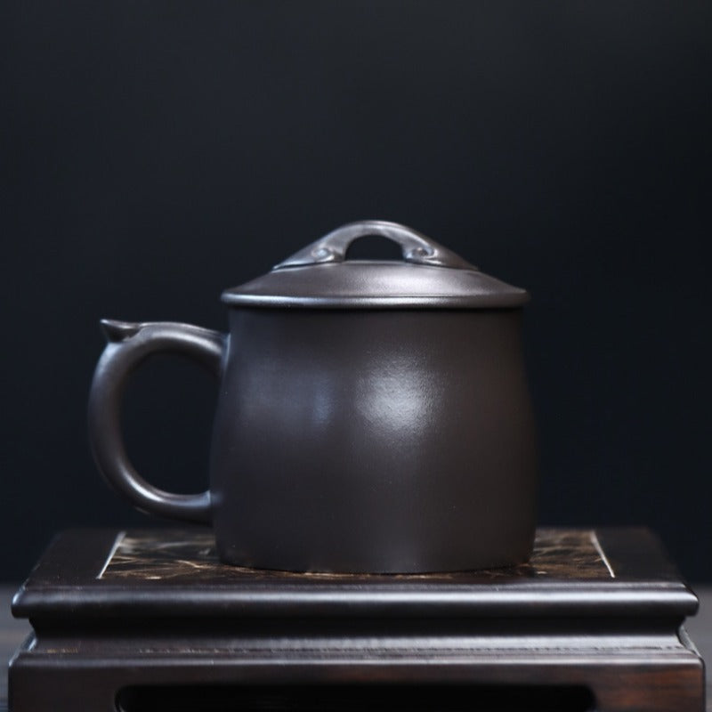 宜兴紫砂手工 [如意] (带茶滤)盖杯 (石黄 - 400ml)