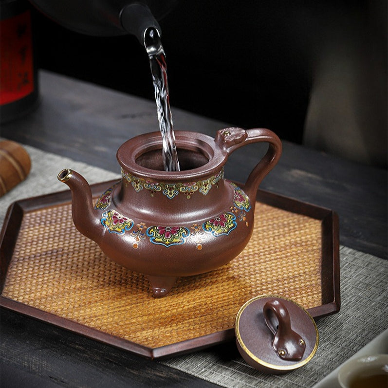Tetera Yixing Zisha hecha a mano [Sanzu Fan Hua] (Jinsha Zi Ni - 350ml)