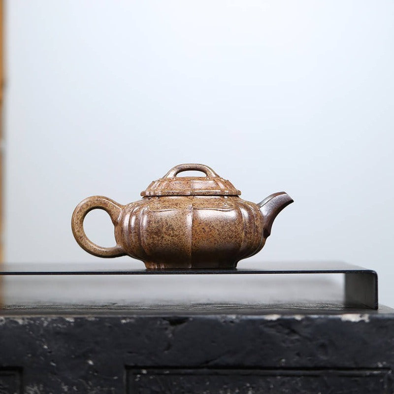 Full Handmade Yixing Zisha Teapot [Jinnang Ruyi Pot] (Di Cao Qing Firewood Fired - 180ml)