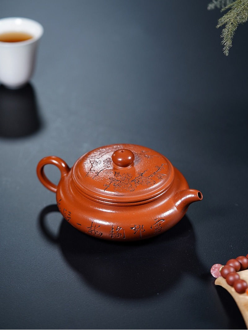 Teiera Yixing Zisha completamente fatta a mano [Bian Fu Fanggu] (Zhu Ni - 180 ml)