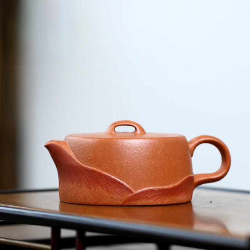 Full Handmade Yixing Zisha Teapot [Ai Hequ 矮荷趣] (Jiang Po Ni - 140ml)