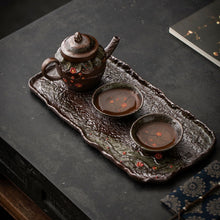 Load image into Gallery viewer, Retro Ceramic  [Embossed Plum Blossom] Tea Tray | 复古粗陶陶瓷 [浮雕梅花] 干泡盘 茶盘
