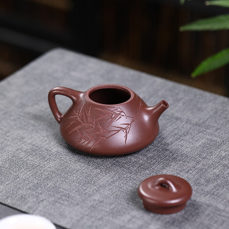 Yixing Zisha Teapot [Qingfeng Ziye Shi Piao] (Zi Ni - 180ml)