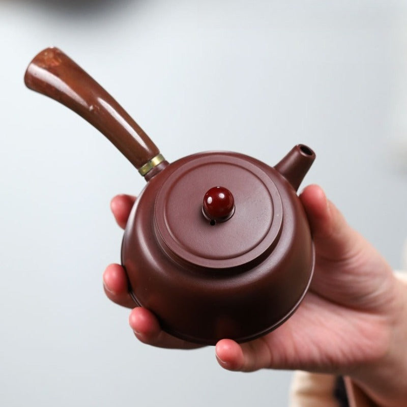 宜兴紫砂茶壶【唐羽钟韵】（紫朱泥/大红袍 - 155ml）