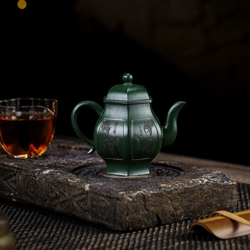 Théière Yixing Zisha entièrement faite à la main [Yitai Wan Qian] (Feicui Lu Ni - 300 ml)