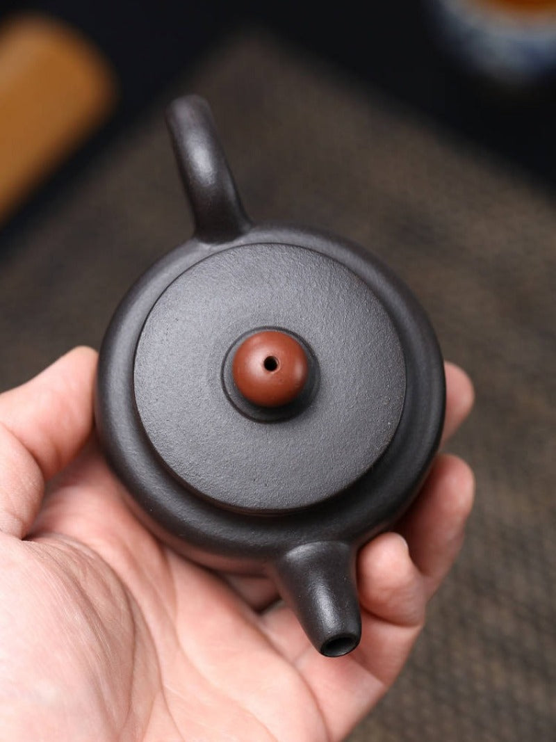 全手工宜兴紫砂茶壶 [鸿运当头] (黑泥 - 140ml)