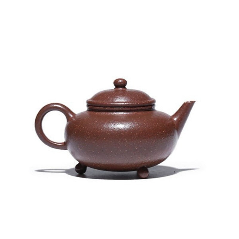 Théière Yixing Zisha entièrement faite à la main [trépied Shui Ping] (Tao Hua Ni - 210 ml)