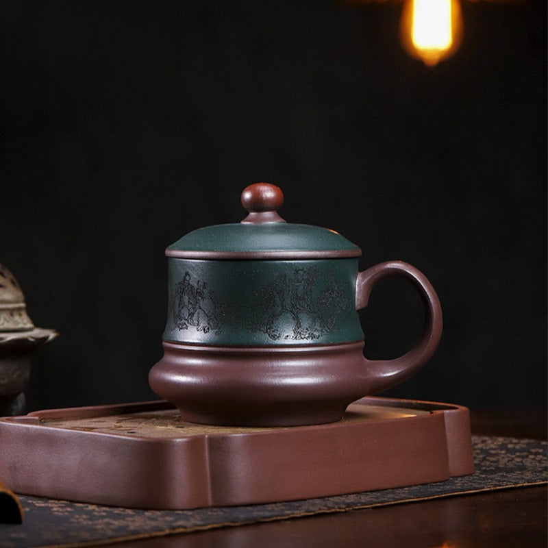 Master Handmade Yixing Zisha Tea Mug [Baxian Cheng Rui] (Jinsha Zi Ni - 480ml) - YIQIN TEA HOUSE | yiqinteahouse.com | tea mug, teaware