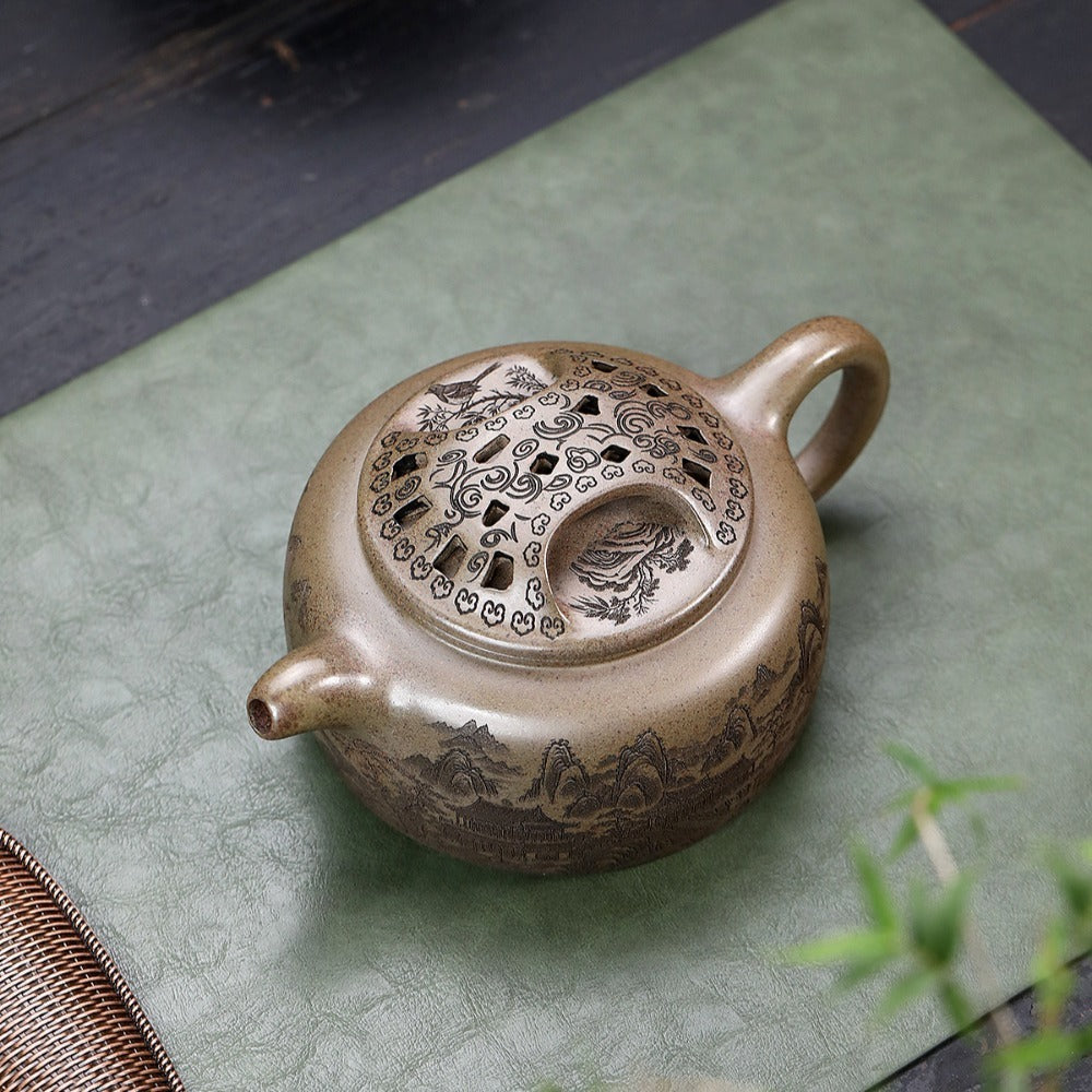 Théière Yixing Zisha [Pot Guanshan Niu Gai] (Cuisson au bois de chauffage Chenxiang Ni - 700 ml)