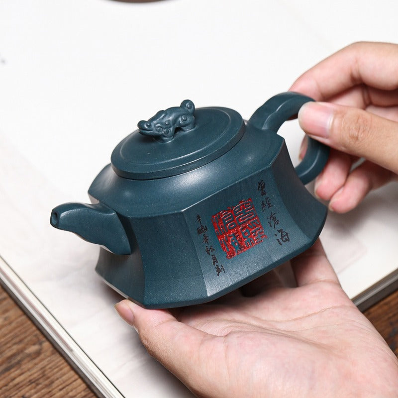 宜兴紫砂茶壶 [八方龙尊] (天青泥 - 220ml)