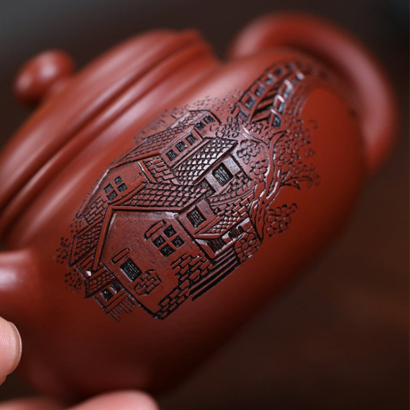 全手工宜兴紫砂茶壶 [忆江南仿古壶] (大红袍 - 170ml)