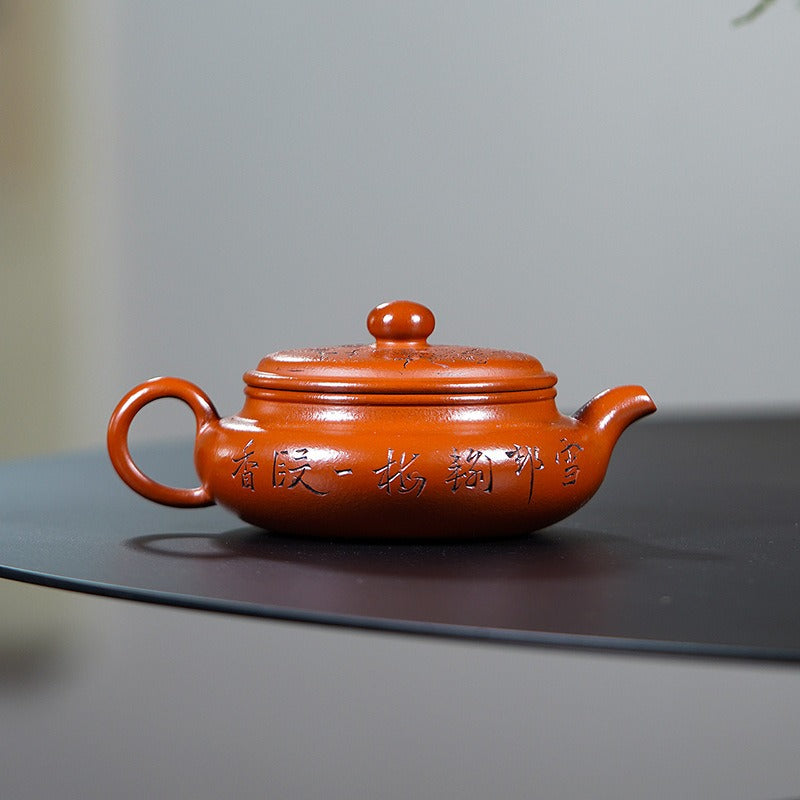 Teiera Yixing Zisha completamente fatta a mano [Bian Fu Fanggu] (Zhu Ni - 180 ml)