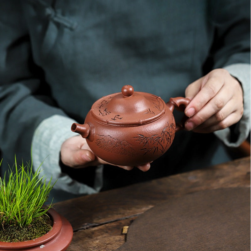 Full Handmade Yixing Zisha Teapot [Shanye Qingzhu] (Jiang Po Ni - 390ml)