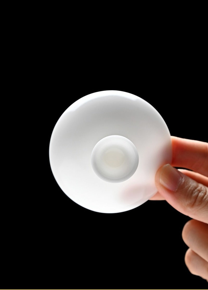 Ice Jade White Porcelain Unglazed Thin Walled Sancai Gaiwan [Ingot] 120/150/230ml