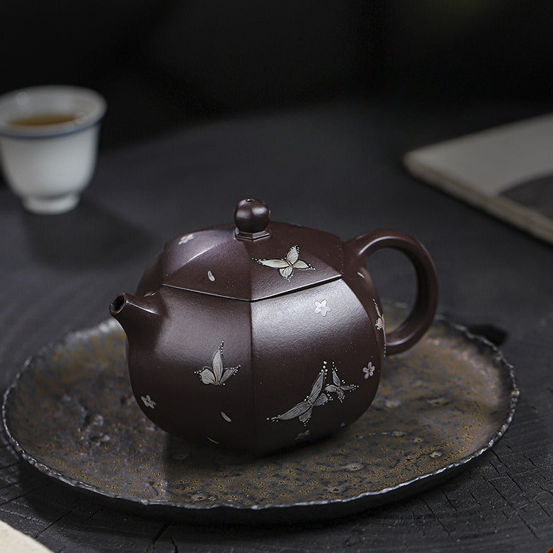 Full Handmade Yixing Zisha Teapot [Butterfly Xishi] (Zi Jia Ni - 460ml) - YIQIN TEA HOUSE | yiqinteahouse.com | >300ml, full handmade zisha teapot, teapot, teaware