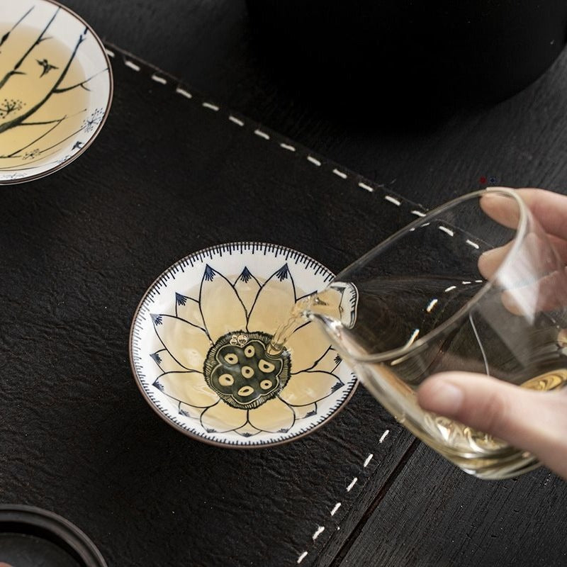 Service à thé cadeau rétro en porcelaine bleue et blanche de 10 pièces, tasses de 70 ml